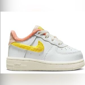 Nike Kids White Sneakers with Yellow and Pink Accents